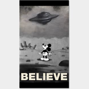 UFO I want to Believe Mickey Mouse Parody Posters and Art